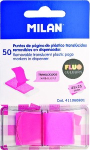 Jelölőcímke 45x25 mm 50 lap Milan "Fluo" áttetsző rózsaszín