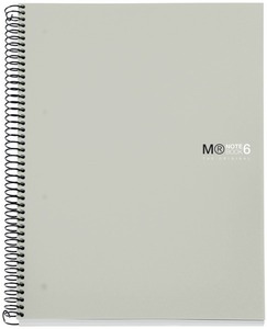 Spirálfüzet A/6 6x25 lapos, négyzetrácsos MQ "Notebook" 6 szürke