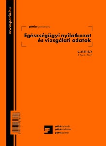 Egészségügyi kiskönyv C.3151-2/A A/6 8 lapos Pátria