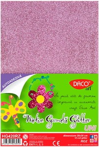 Dekorgumi A/4 öntapadós, csillámos 10 db/csomag Daco rózsaszín