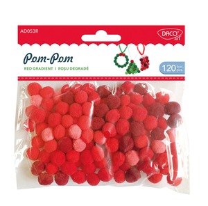 Pompon 10 mm 120 db/csomag Daco piros