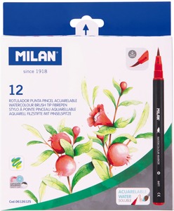 Ecsetfilc készlet, akvarell 0,5-6 mm  Milan 12 szín