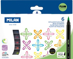 Ecsetfilc készlet 0,5-6 mm Milan "Fluo" 6 szín