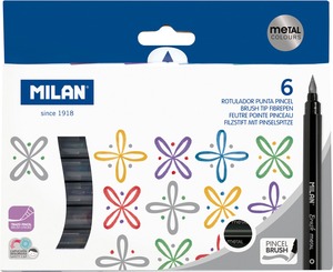 Ecsetfilc készlet 0,5-6 mm Milan "Metal" 6 szín