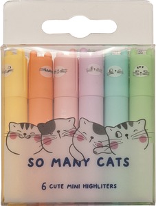 Szövegkiemelő készlet 1-4 mm M&G "So Many Cats" 6 pasztell szín