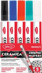 Festék marker készlet, porcelánra 1-2 mm Daco 5 szín