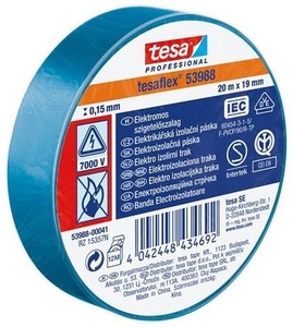 Szigetelőszalag 19 mm x 20 m TESA kék