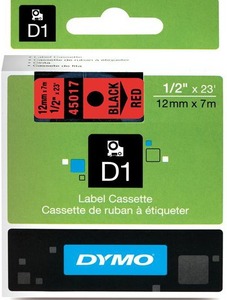 Feliratozógép szalag 12 mm x 7 m Dymo "D1" fekete-piros