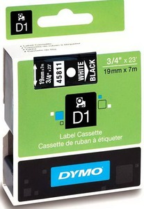 Feliratozógép szalag 19 mm x 7 m Dymo "D1" fehér-fekete