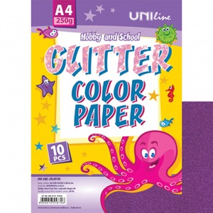 Kreatív karton A/4 glitteres 250 g 10 db/csomag Octopus lila