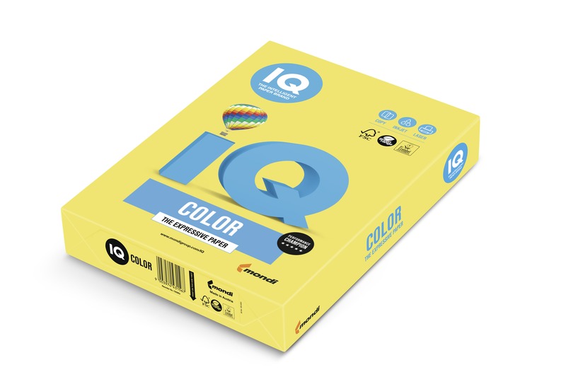 Fénymásolópapír, színes A/4 80 g, 500 lap/csomag IQ Color intenzív kanárisárga