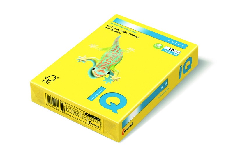 Fénymásolópapír, színes A/4 160 g, 250 lap/csomag IQ Color trend citromsárga