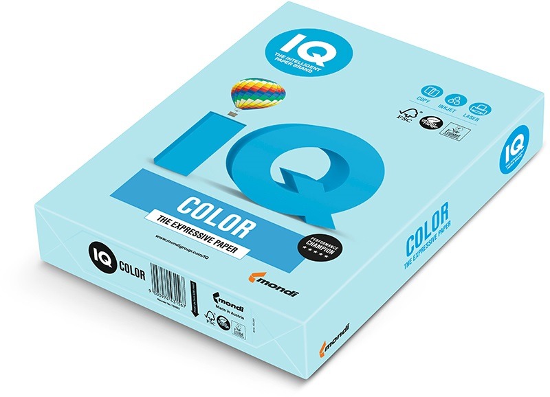 Fénymásolópapír, színes A/4 120 g, 250 lap/csomag IQ Color pasztell középkék