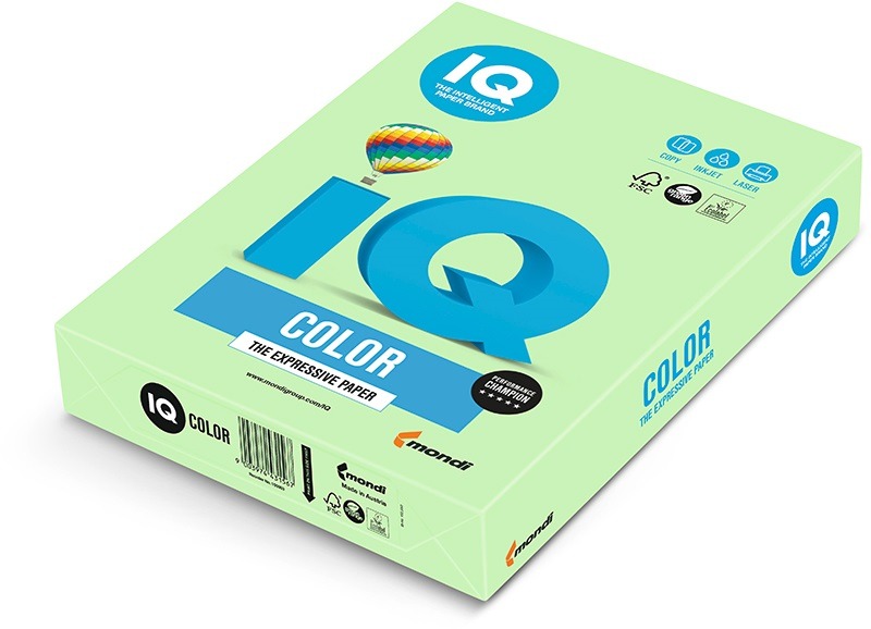 Fénymásolópapír, színes A/4 120 g, 250 lap/csomag IQ Color pasztell középzöld