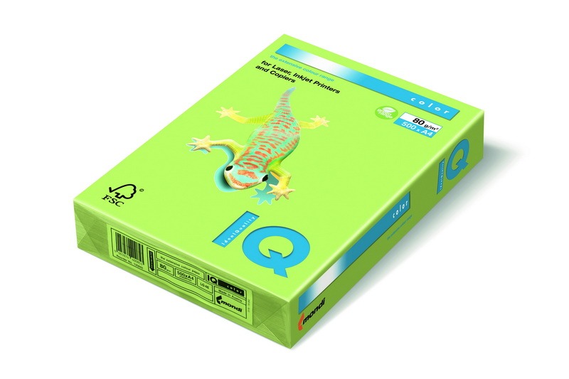 Fénymásolópapír, színes A/4 160 g, 250 lap/csomag IQ Color intenzív lime