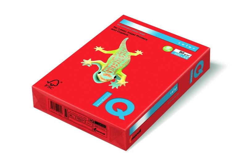 Fénymásolópapír, színes A/4 160 g, 250 lap/csomag IQ Color intenzív korallvörös