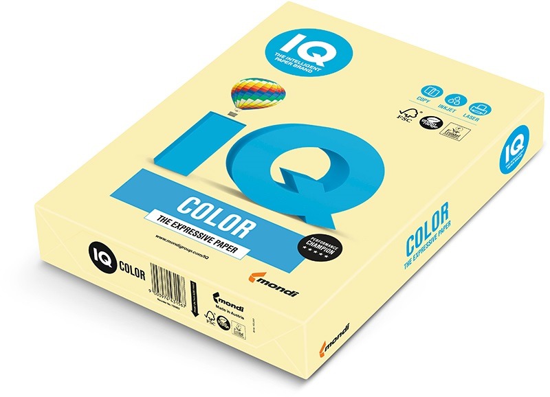 Fénymásolópapír, színes A/4 120 g, 250 lap/csomag IQ Color pasztell sárga