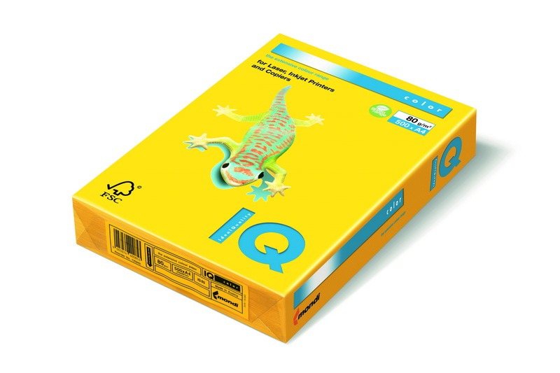 Fénymásolópapír, színes A/4 160 g, 250 lap/csomag IQ Color intenzív élénksárga