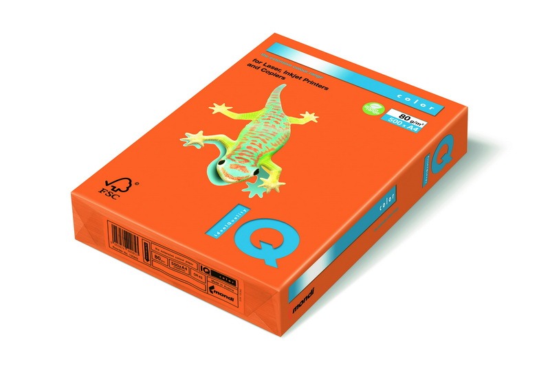 Fénymásolópapír, színes A/4 160 g, 250 lap/csomag IQ Color intenzív narancs