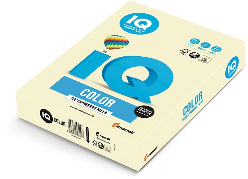 Fénymásolópapír, színes A/4 120 g, 250 lap/csomag IQ Color pasztell vanília