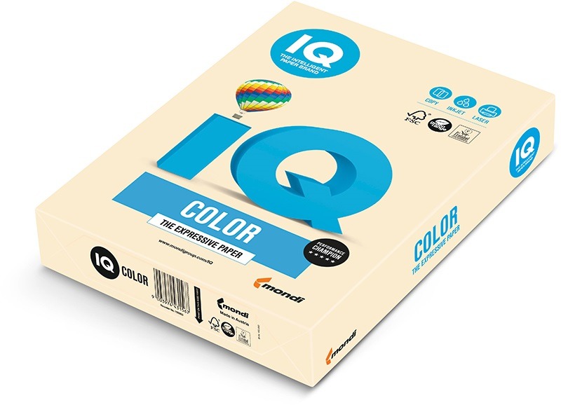 Fénymásolópapír, színes A/4 120 g, 250 lap/csomag IQ Color pasztell krém