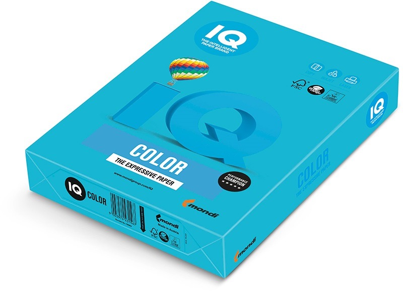 Fénymásolópapír, színes A/4 120 g, 250 lap/csomag IQ Color intenzív vízkék