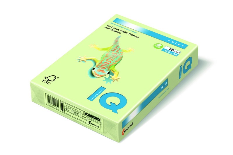 Fénymásolópapír, színes A/4 160 g, 250 lap/csomag IQ Color pasztell zöld