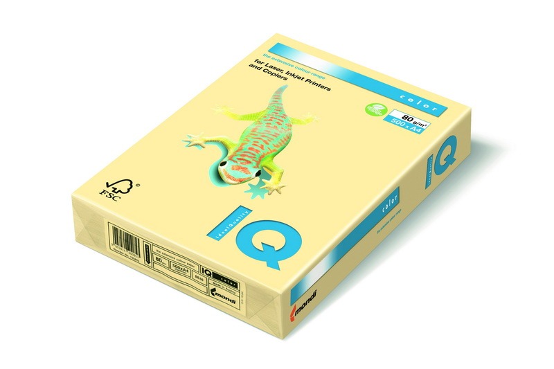 Fénymásolópapír, színes A/4 160 g, 250 lap/csomag IQ Color pasztell vanília