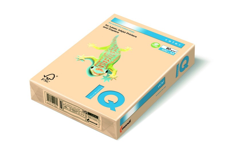 Fénymásolópapír, színes A/4 160 g, 250 lap/csomag IQ Color pasztell krém