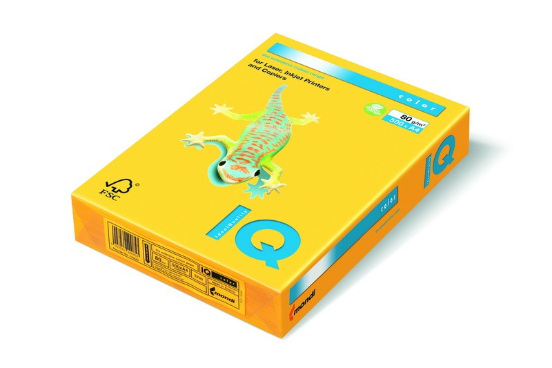 Fénymásolópapír, színes A/4 120 g, 250 lap/csomag IQ Color intenzív napsárga