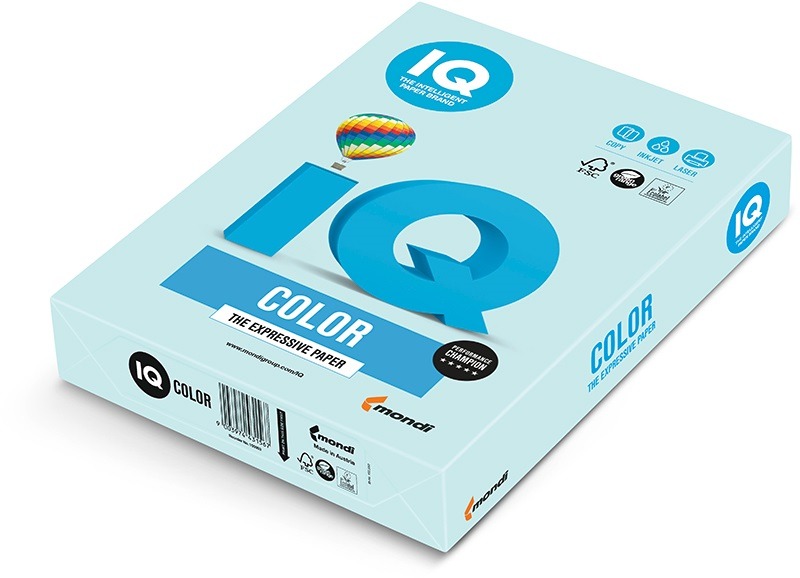 Fénymásolópapír, színes A/4 160 g, 250 lap/csomag IQ Color pasztell kék