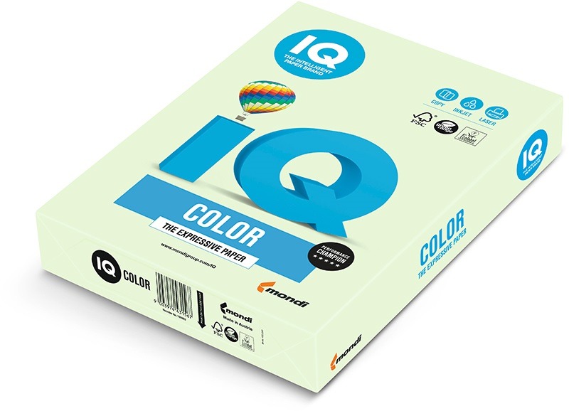 Fénymásolópapír, színes A/4 160 g, 250 lap/csomag IQ Color pasztell zöld