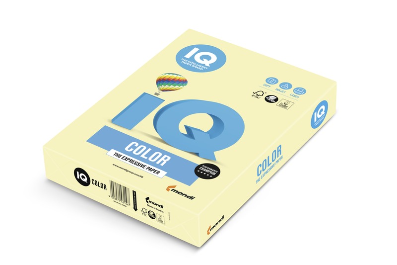 Fénymásolópapír, színes A/4 120 g, 250 lap/csomag IQ Color pasztell sárga