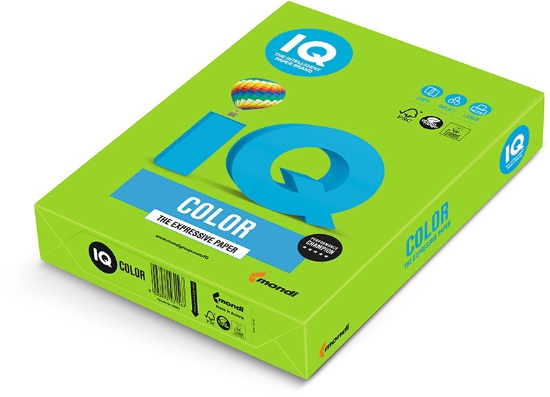Fénymásolópapír, színes A/4 160 g, 250 lap/csomag IQ Color intenzív tavaszi zöld