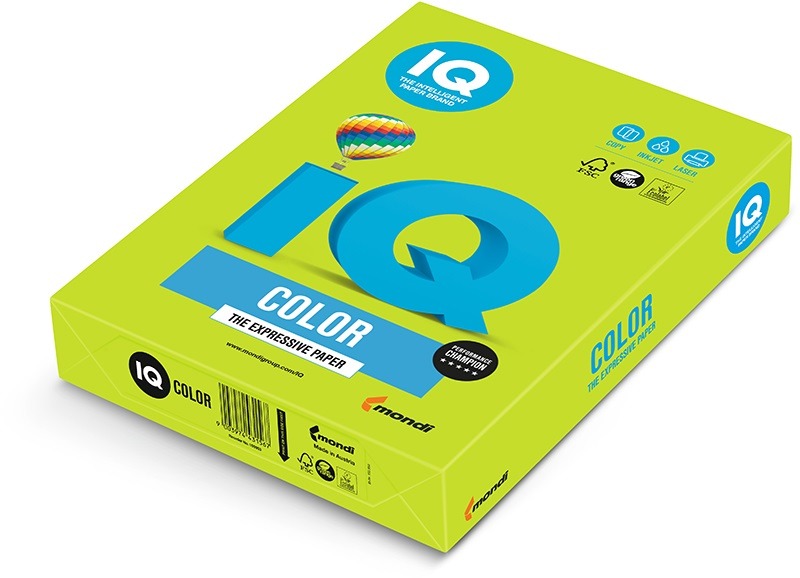 Fénymásolópapír, színes A/4 160 g, 250 lap/csomag IQ Color intenzív lime