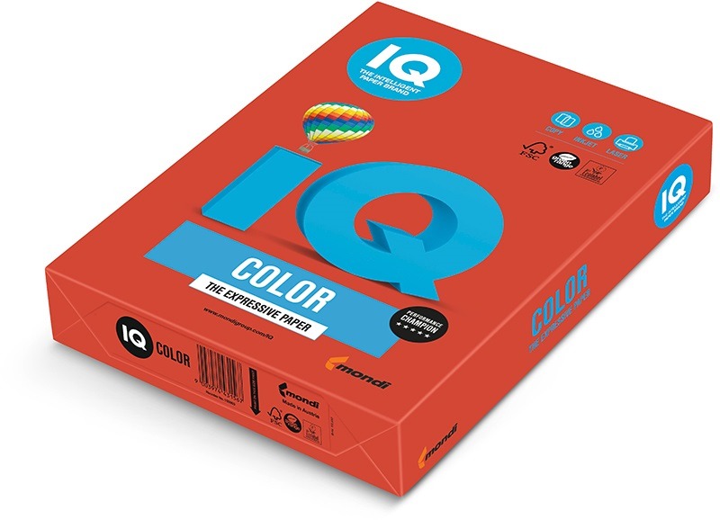 Fénymásolópapír, színes A/4 160 g, 250 lap/csomag IQ Color intenzív korallvörös