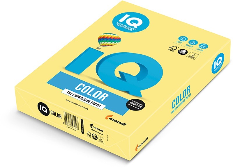 Fénymásolópapír, színes A/4 160 g, 250 lap/csomag IQ Color trend citromsárga
