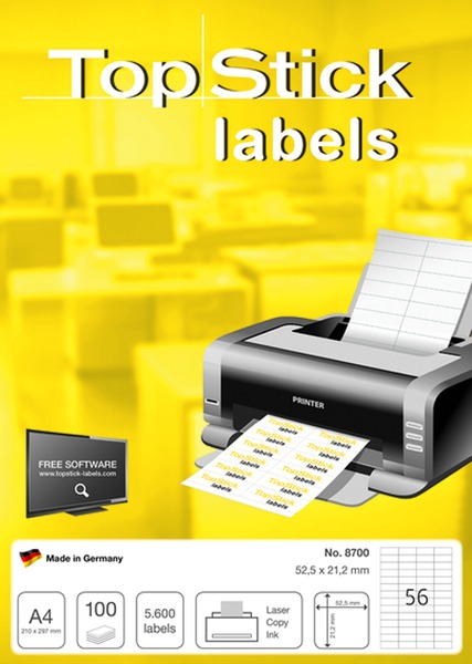 Etikett 52,5x21,2 mm 56 címke, 100 ív/doboz TopStick