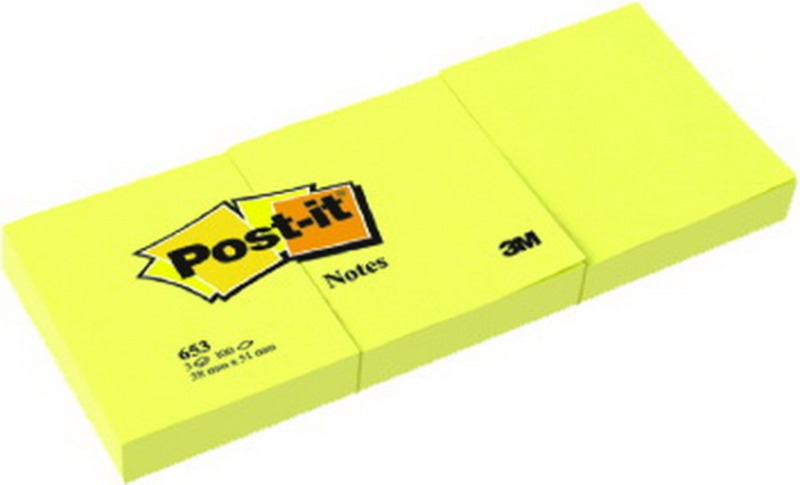 Öntapadó jegyzettömb 38x51 mm 100 lap Post-it sárga