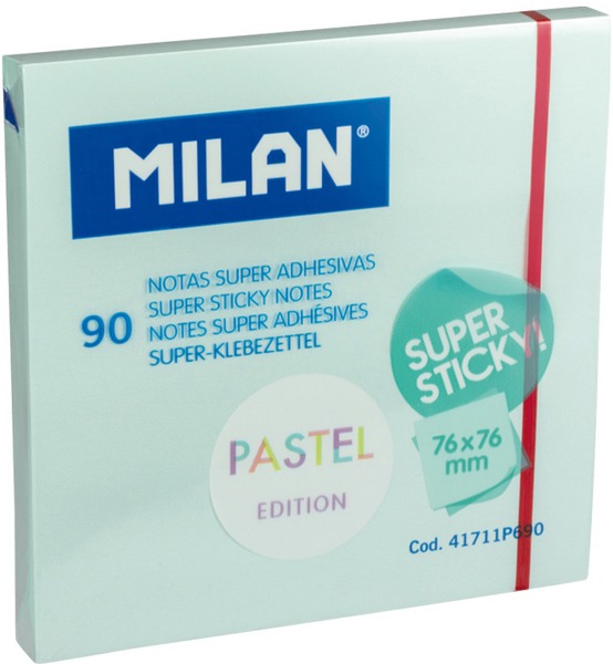 Öntapadó jegyzettömb 76x76 mm 90 lap Milan pasztell kék