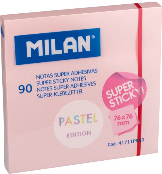 Öntapadó jegyzettömb 76x76 mm 90 lap Milan pasztell rózsaszín