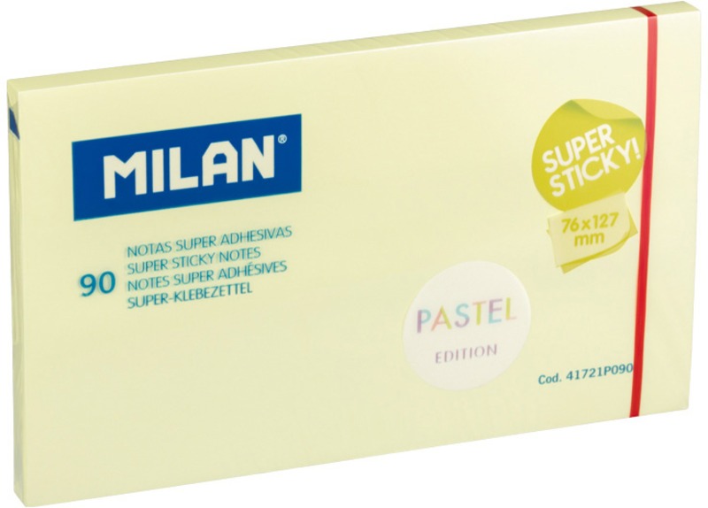 Öntapadó jegyzettömb 76x127 mm 90 lap Milan pasztell sárga