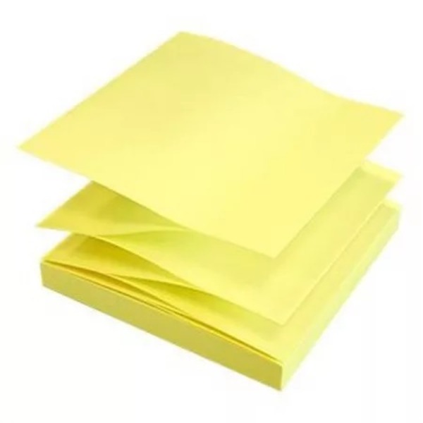 Öntapadó jegyzettömb 75x75 mm 100 lap, Z hajtogatott Global Notes sárga