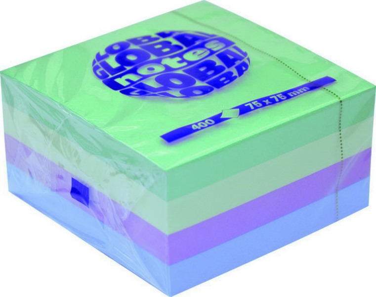 Öntapadó jegyzettömb 75x75 mm 4x100 lap Global Notes pasztell színek