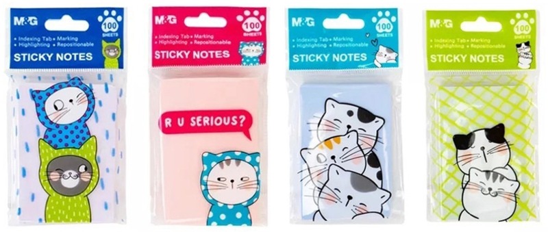 Öntapadó jegyzettömb 76x51 mm 100 lap M&G "So Many Cats" vegyes színek