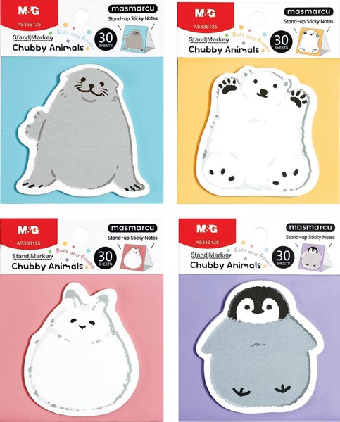 &Ouml;ntapad&oacute; jegyzett&ouml;mb 71x66 mm 30 lap M&G "Chubby Animals" vegyes minta