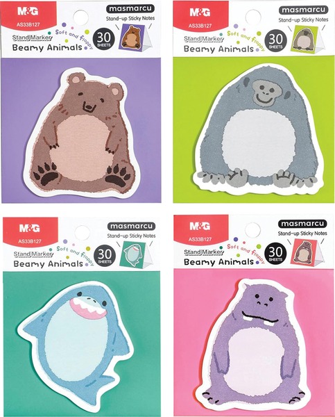 &Ouml;ntapad&oacute; jegyzett&ouml;mb 71x66 mm 30 lap M&G "Beamy Animals" vegyes minta