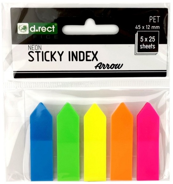 Jelölőcímke 45x12 mm 5x25 lap, PP d.rect neon színek