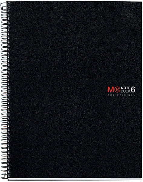 Spirálfüzet A/6 6x25 lapos, négyzetrácsos MQ "Notebook" 6  fekete