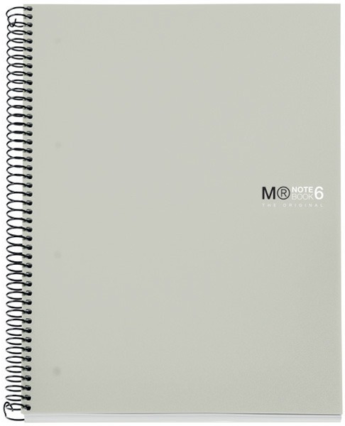 Spirálfüzet A/6 6x25 lapos, négyzetrácsos MQ "Notebook" 6 szürke